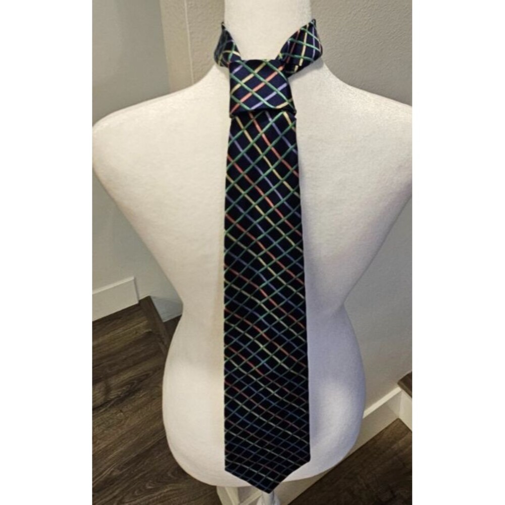 Vintage Lands End Men's 100% Silk Tie Striped Hand Sewn Made In USA